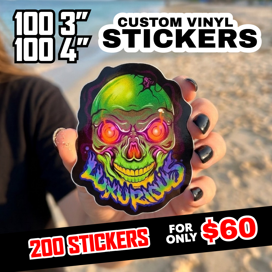 200 Custom 3" and 4" vinyl stickers LIMITED OFFER